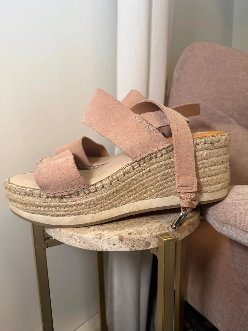 Dolce Vita Blush Suede Espadrille Wedge Sandals